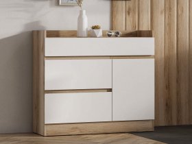 Комод с дверкой Брауни (дуб делано/белый) в Октябрьском - oktyabrskij.mebel-nsk.ru | фото