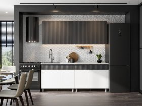 Кухонный гарнитур София (2,0м) (бланж/графит матовый) в Октябрьском - oktyabrskij.mebel-nsk.ru | фото