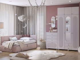 Модульная детская Милана (белое дерево/сакура) в Октябрьском - oktyabrskij.mebel-nsk.ru | фото