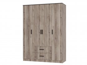 Шкаф четырехстворчатый Титан (дуб смоки) в Октябрьском - oktyabrskij.mebel-nsk.ru | фото