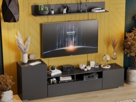 Стенка «Сильвия» (графит серый) в Октябрьском - oktyabrskij.mebel-nsk.ru | фото