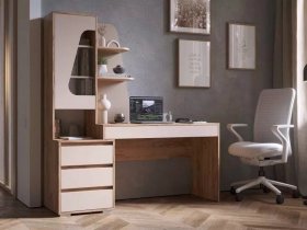 Стол компьютерный Пифагор (дуб вотан/кашемир) в Октябрьском - oktyabrskij.mebel-nsk.ru | фото