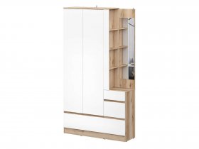Вешалка с зеркалом Брауни (дуб делано/белый) в Октябрьском - oktyabrskij.mebel-nsk.ru | фото